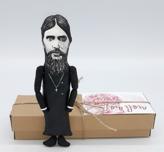 Grigori Rasputin Russian mystic, Russia History - history teacher gift - historical figure, Collectible portrait cloth doll hand painted