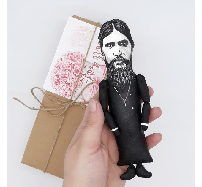 Grigori Rasputin Russian mystic, Russia History - history teacher gift - historical figure, Collectible portrait cloth doll hand painted