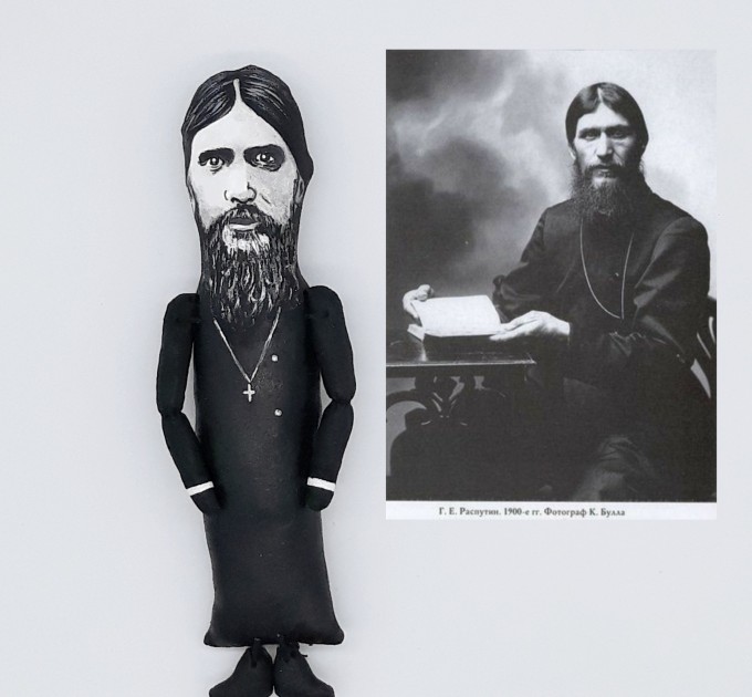 Grigori Rasputin Russian mystic, Russia History - history teacher gift - historical figure, Collectible portrait cloth doll hand painted