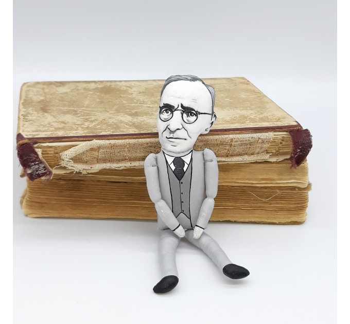 Hermann Hesse novelist figure, Reader gift! Collectible doll + miniature book