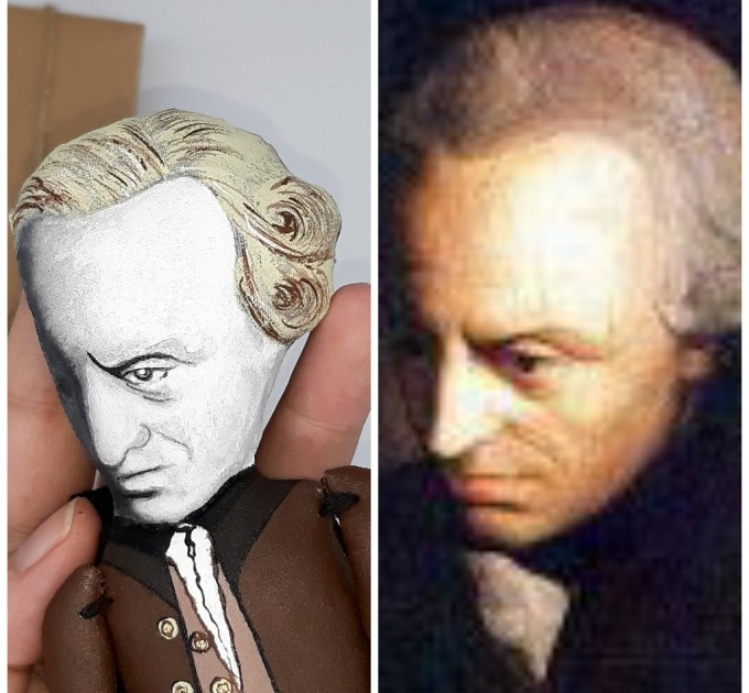 Immanuel Kant little thinker doll, German philosopher in the Age of Enlightenment - Book nerd gift, literature gift, a unique collection for smart people - Handmade philosopher doll hand painted + Miniature Book