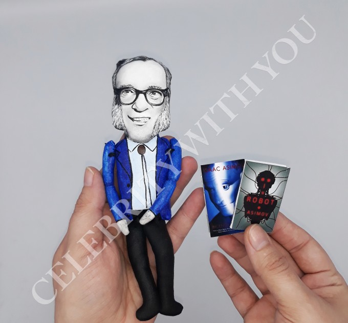 Famous American writer of science fiction, author - Sci Fi Gift Ideas - doll hand painted + Mini Books