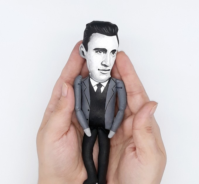 JD SALINGER writer doll, author The catcher in the rye - Reader gifts Bookworm - book shelf decoration - Miniature cloth doll, hand painted