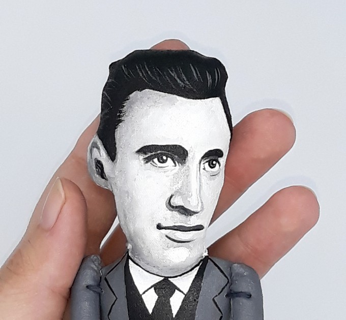 JD SALINGER writer doll, author The catcher in the rye - Reader gifts Bookworm - book shelf decoration - Miniature cloth doll, hand painted