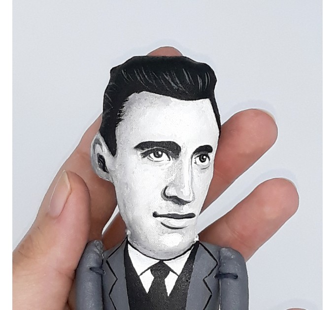 JD SALINGER writer doll, author The catcher in the rye - Reader gifts Bookworm - book shelf decoration - Miniature cloth doll, hand painted