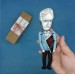 Jacques Derrida French philosopher action figure 1:12, little thinker doll - Philosophy Gift   
 reader office art - Collectible philosopher handmade finger puppet hand painted + Miniature Book