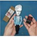 Jacques Derrida French philosopher action figure 1:12, little thinker doll - Philosophy Gift   
 reader office art - Collectible philosopher handmade finger puppet hand painted + Miniature Book