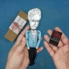 Jacques Derrida French philosopher action figure 1:12, little thinker doll - Philosophy Gift   
 reader office art - Collectible philosopher handmade finger puppet hand painted + Miniature Book