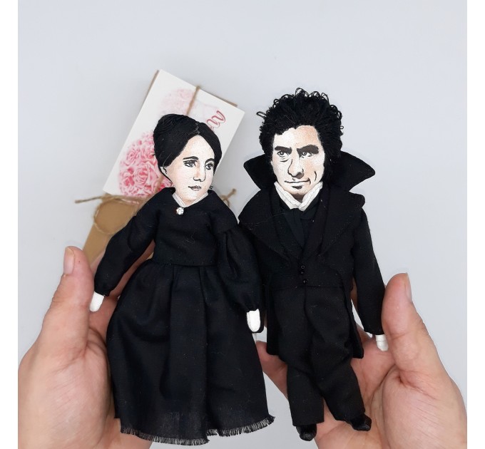 Jane Eyre & Mr. Rochester's dolls - Charlotte Bronte inspired - Set of 2 collectible dolls hand painted