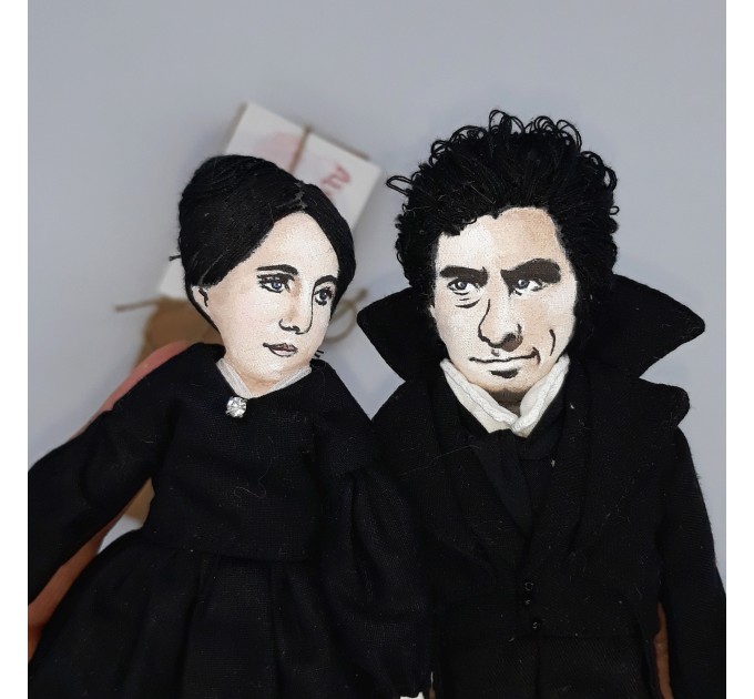 Jane Eyre & Mr. Rochester's dolls - Charlotte Bronte inspired - Set of 2 collectible dolls hand painted