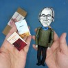 Jean Baudrillard philosopher action figure 1:12, French sociologist, cultural theorist - a unique collection for smart people, Readers gift - Collectible philosopher finger puppet hand painted + miniature books