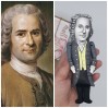 Jean-Jacques Rousseau figurine, political philosopher, writer, composer - Philosopher Gifts For Writers & Poetry - finger puppet theater - Collectible little thinkers doll hand painted + Miniature Books