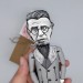 Jean Paul Sartre finger puppet, French philosopher, screenwriter, political activist, literary critic - Philosophy Teacher Gift - hand painted doll