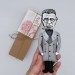 Jean Paul Sartre finger puppet, French philosopher, screenwriter, political activist, literary critic - Philosophy Teacher Gift - hand painted doll