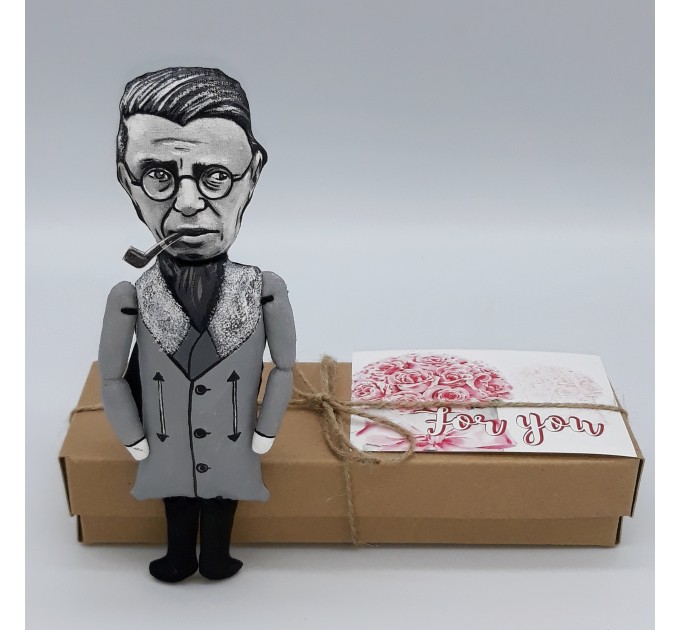 Jean Paul Sartre finger puppet, French philosopher, screenwriter, political activist, literary critic - Philosophy Teacher Gift - hand painted doll