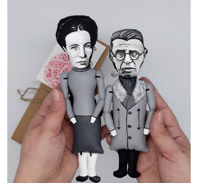 Jean Paul Sartre finger puppet, French philosopher, screenwriter, political activist, literary critic - Philosophy Teacher Gift - hand painted doll