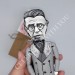 Jean Paul Sartre figurine, French philosopher - Philosophy Teacher Gift - Collectible hand painted doll + miniature book