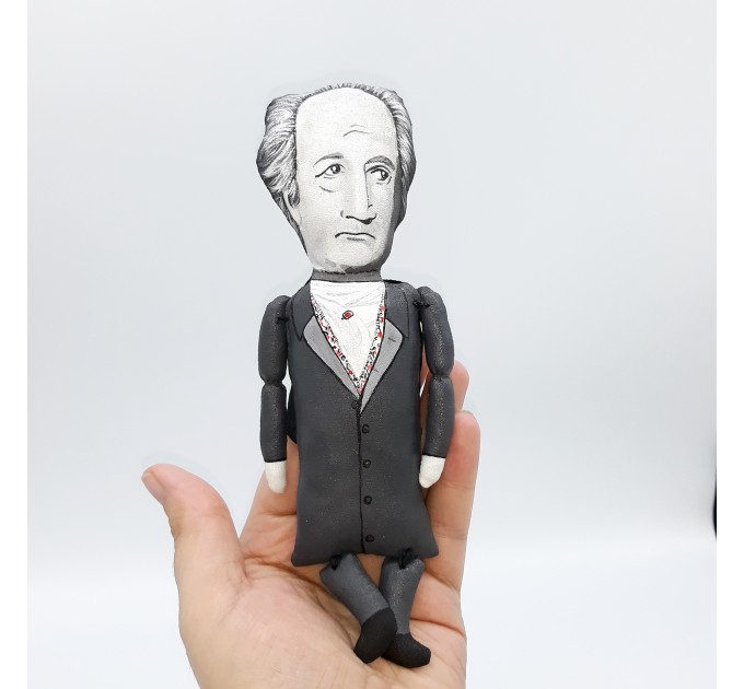 Johann Wolfgang von Goethe literary figure, German poet, playwright, novelist, scientist, statesman, theater director - Faust - Librarian gift idea, bibliophile gift - Collectible doll hand painted