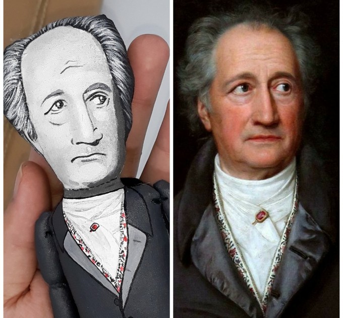 Johann Wolfgang von Goethe literary figure, German poet, playwright, novelist, scientist, statesman, theater director - Faust - Librarian gift idea, bibliophile gift - Collectible doll hand painted