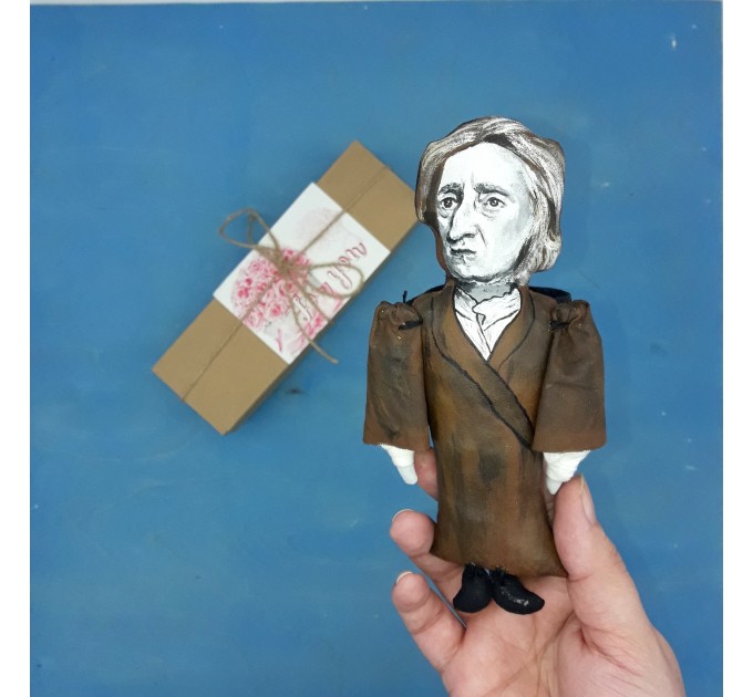 John Locke English philosopher physician - Father of Liberalism - Gift for philosopher , literary art - Collectible little thinkers doll hand painted + miniature book