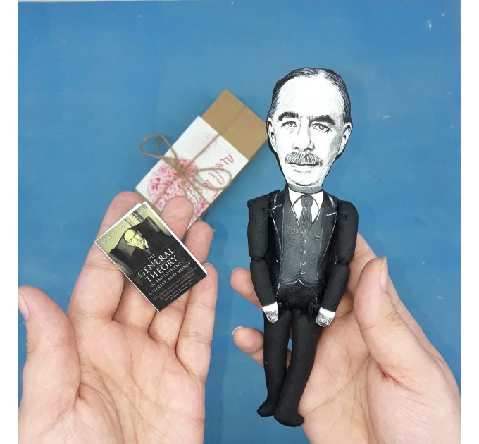 John Maynard Keynes English economist political economy - Funny Economist gift, a unique collection for smart people - Collectible action figure 1:12 hand painted + miniature book