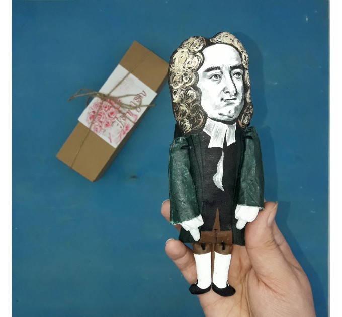 Jonathan Swift satirist, essayist, author - Literary gift - Book club gift -  Collectible literary handmade figurine hand painted + miniature book