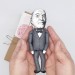 José Ortega y Gasset literary figurine, Spanish philosopher, essayist - Gifts for Readers & Writers - Book shelf decoration - Collectible philosopher finger puppet hand painted + Miniature Book