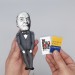 José Ortega y Gasset literary figurine, Spanish philosopher, essayist - Gifts for Readers & Writers - Book shelf decoration - Collectible philosopher finger puppet hand painted + Miniature Book