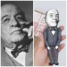 José Ortega y Gasset literary figurine, Spanish philosopher, essayist - Gifts for Readers & Writers - Book shelf decoration - Collectible philosopher finger puppet hand painted + Miniature Book