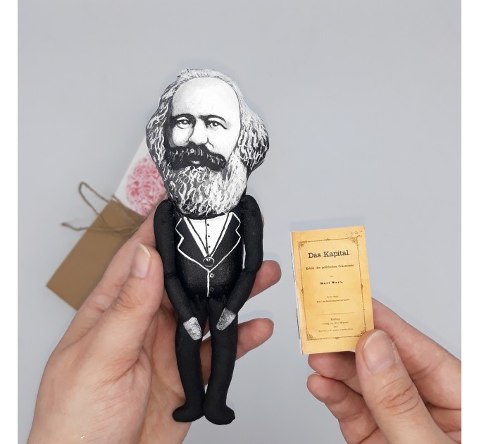 Karl Marx figure, German philosopher, communist, economist, historian, sociologist socialist - Gifts for lecturers - Collectible doll hand painted + Miniature Book