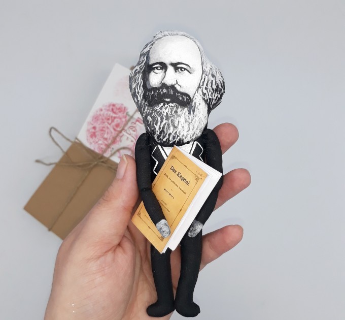 Karl Marx figure, German philosopher, communist, economist, historian, sociologist socialist - Gifts for lecturers - Collectible doll hand painted + Miniature Book