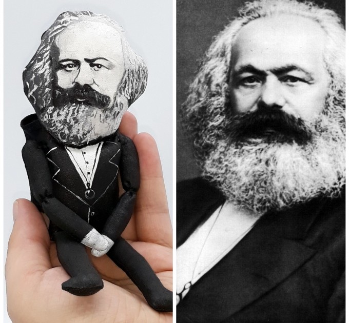 Karl Marx figure, German philosopher, communist, economist, historian, sociologist socialist - Gifts for lecturers - Collectible doll hand painted + Miniature Book