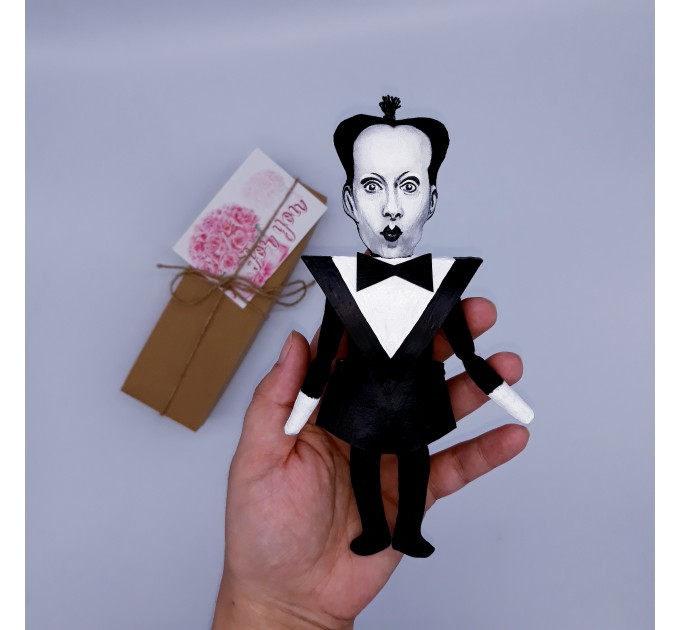 Klaus Nomi German singer - gifts for musicians, Music lover gift - Miniature cloth doll, hand painted