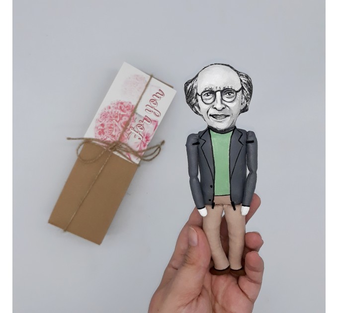 Larry David comedian, writer, actor, director, and television producer - collectible figurine, Handmade cloth doll hand painted