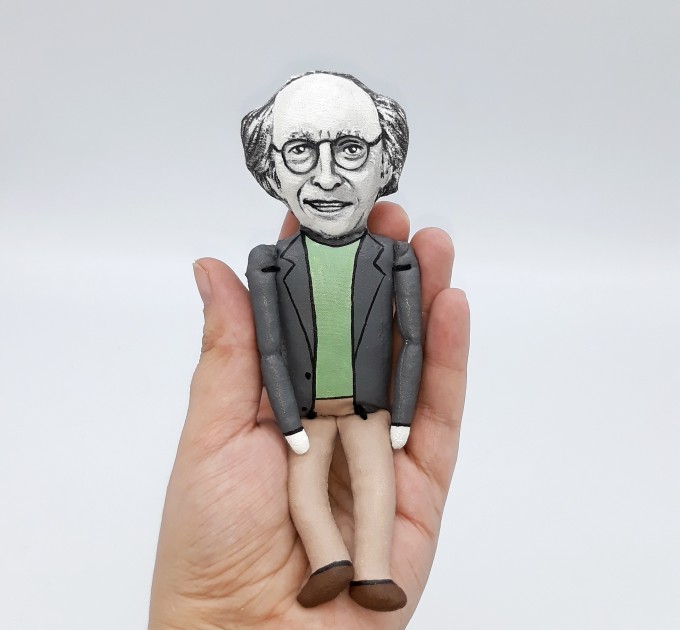 Larry David comedian, writer, actor, director, and television producer - collectible figurine, Handmade cloth doll hand painted