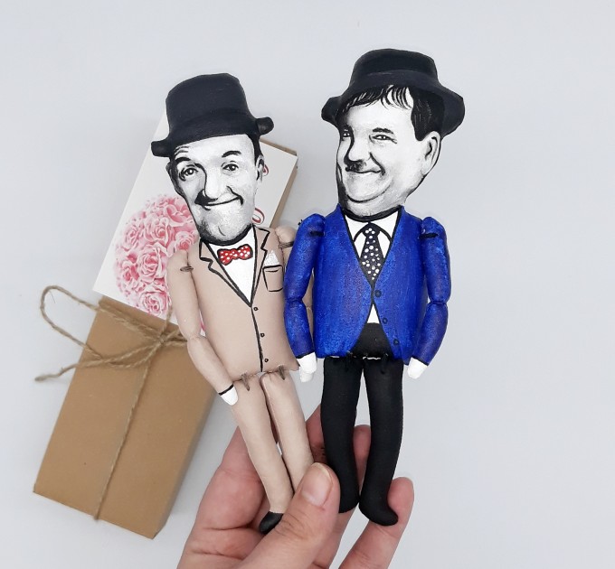 Great of the comedy duo Old Hollywood slapstick comedy - Collectible hand painted cloth doll