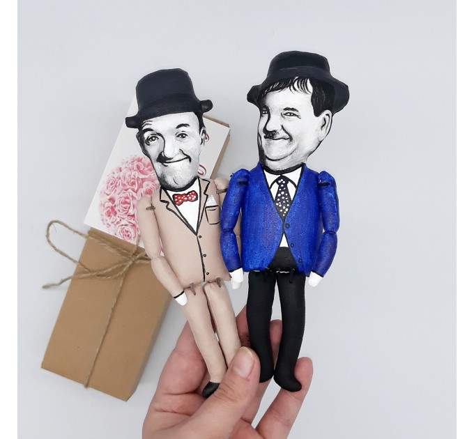 Great of the comedy duo Old Hollywood slapstick comedy - Collectible hand painted cloth doll