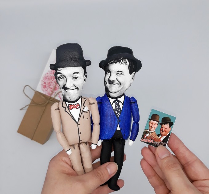 Great of the comedy duo Old Hollywood slapstick comedy - Collectible hand painted cloth doll