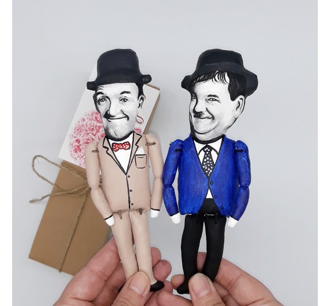 Great of the comedy duo Old Hollywood slapstick comedy - Collectible hand painted cloth doll