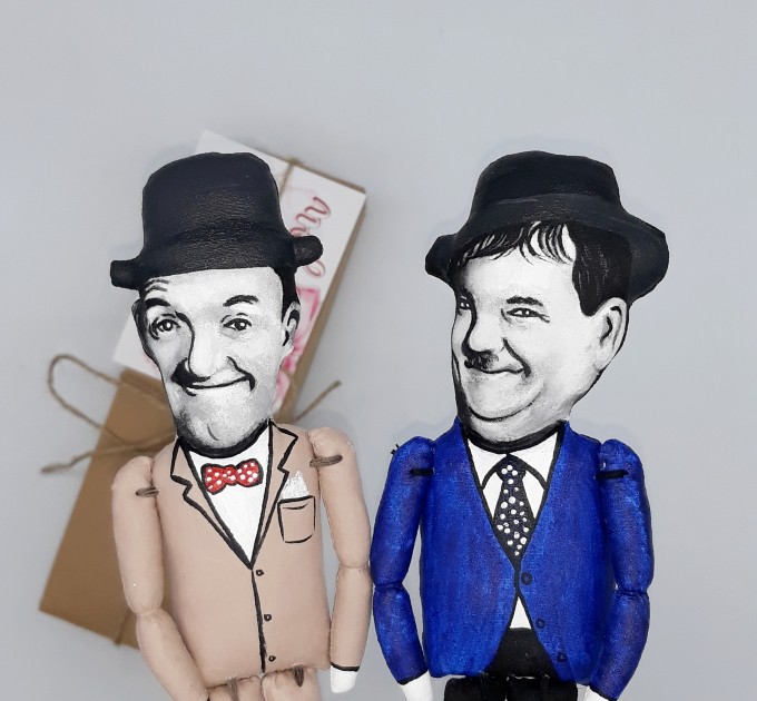 Great of the comedy duo Old Hollywood slapstick comedy - Collectible hand painted cloth doll
