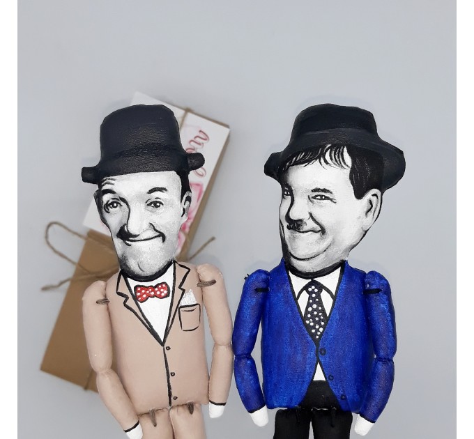 Great of the comedy duo Old Hollywood slapstick comedy - Collectible hand painted cloth doll