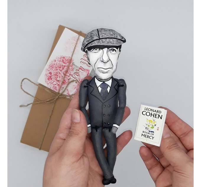 Leonard Cohen novelist figure, Reader gift - Collectible doll