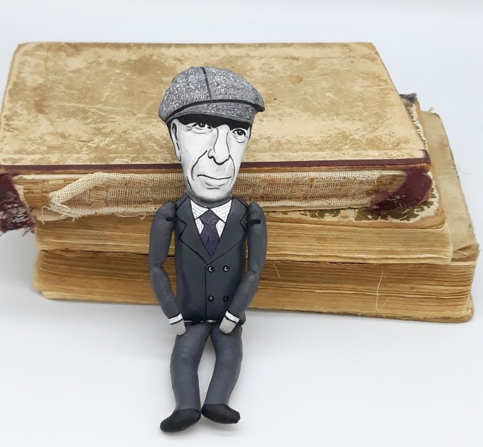 Famous poet, novelist, singer, songwriter - Reader gifts - book shelf decoration - celebrity doll + Miniature Book