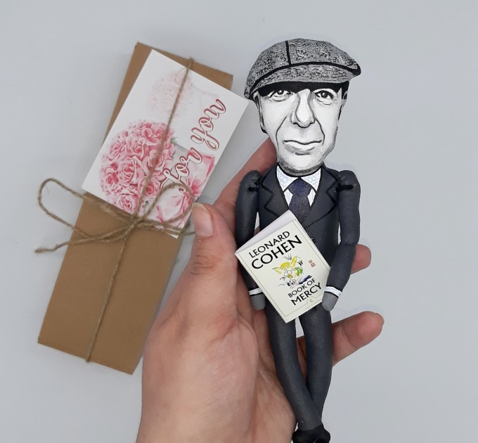 Famous poet, novelist, singer, songwriter - Reader gifts - book shelf decoration - celebrity doll + Miniature Book