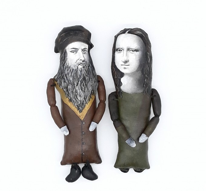 Leonardo da Vinci Italian artist Renaissance, author Mona Lisa La Gioconda, inventor, vitruvian man - Collectible Figurine, hand painted doll