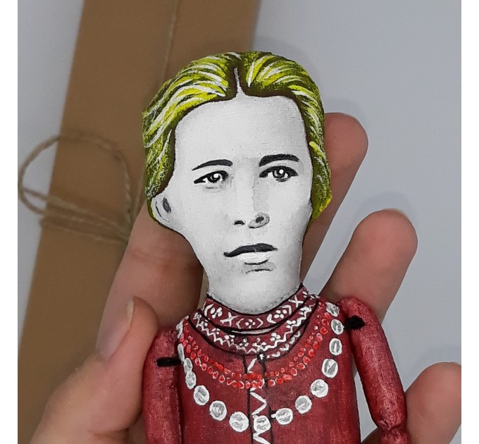 Lesya Ukrainka figurine activist, Great Ukrainian author - Literature gift for bookworm - doll hand painted + Miniature Book