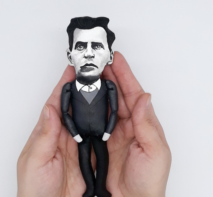 Ludwig Wittgenstein philosopher mathematical logic - math teacher gifts -  Handmade cloth hand painted doll + Miniature Book