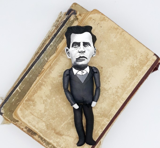 Ludwig Wittgenstein philosopher mathematical logic - math teacher gifts -  Handmade cloth hand painted doll + Miniature Book