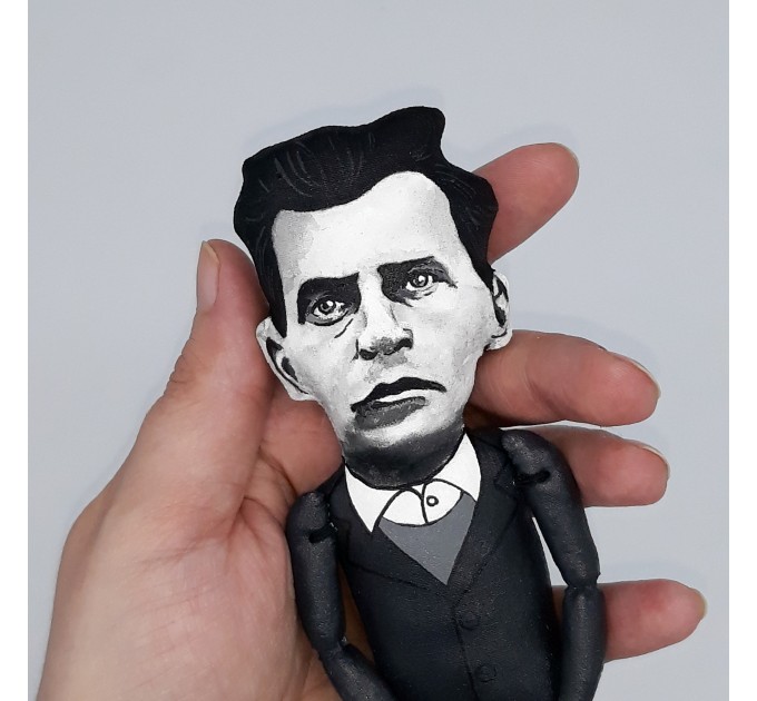 Ludwig Wittgenstein philosopher mathematical logic - math teacher gifts -  Handmade cloth hand painted doll + Miniature Book