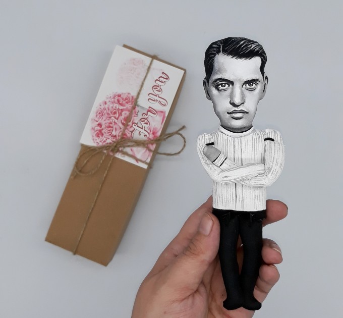 Luis Buñuel miniature doll, Spanish-Mexican filmmaker - a unique collection for smart people - Collectible handmade figurine hand painted